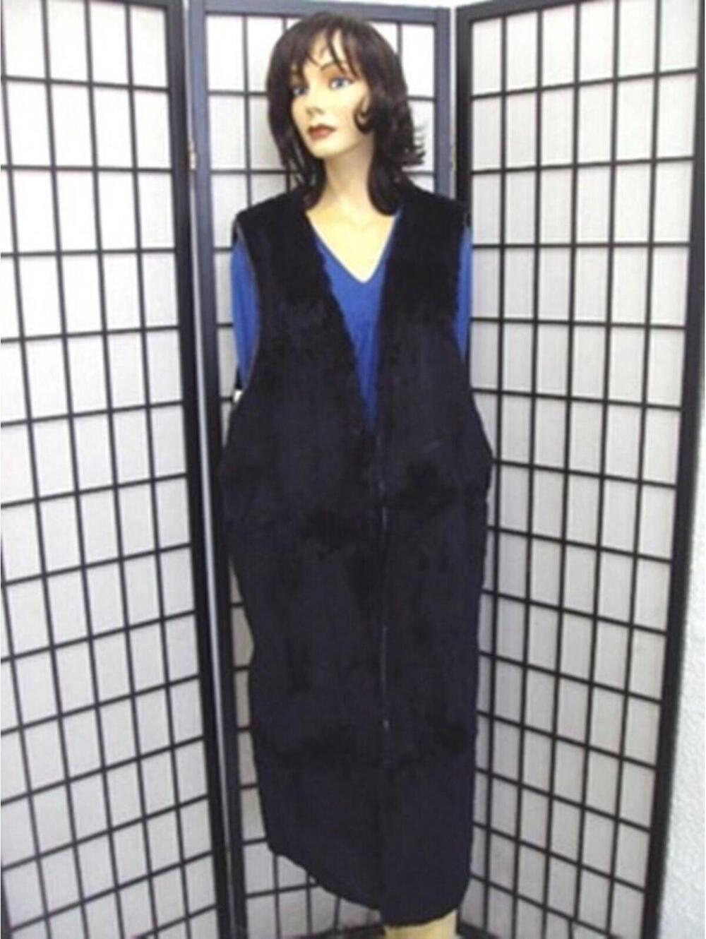 MINT DARK PURPLE RABBIT FUR LONG VEST JACKET COAT WOMAN WOMEN SIZE 8 MEDIUM